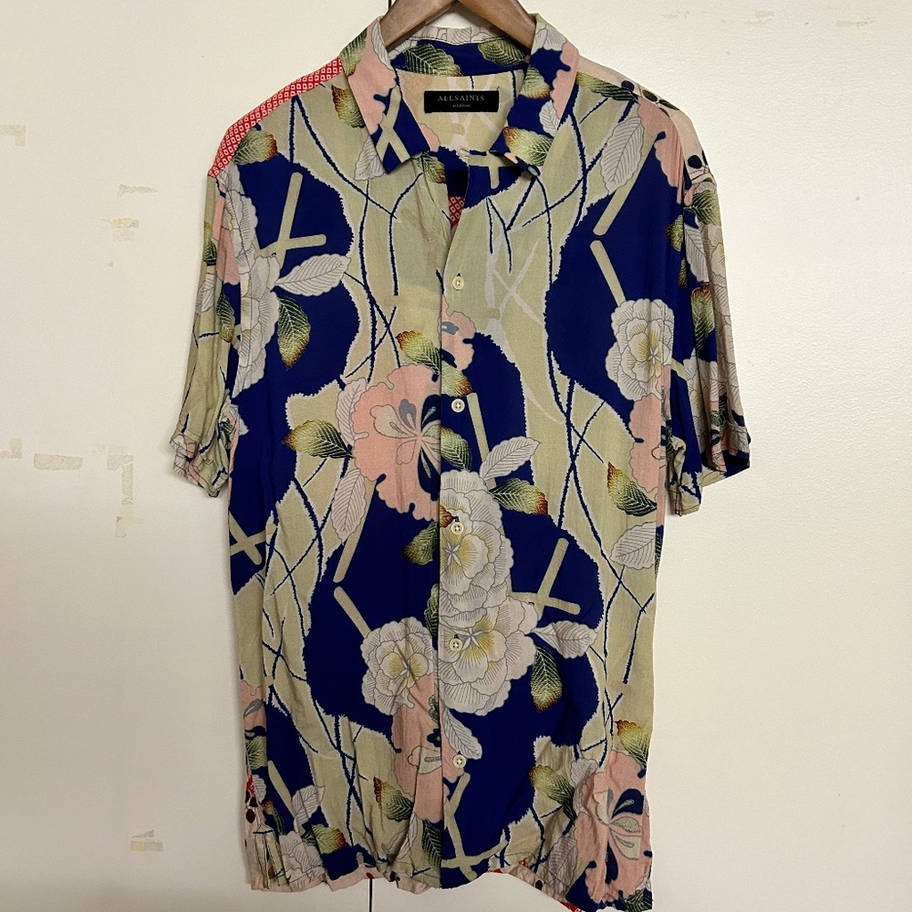 Allsaints Fuyugi Japanese Print Shirt Size Medium